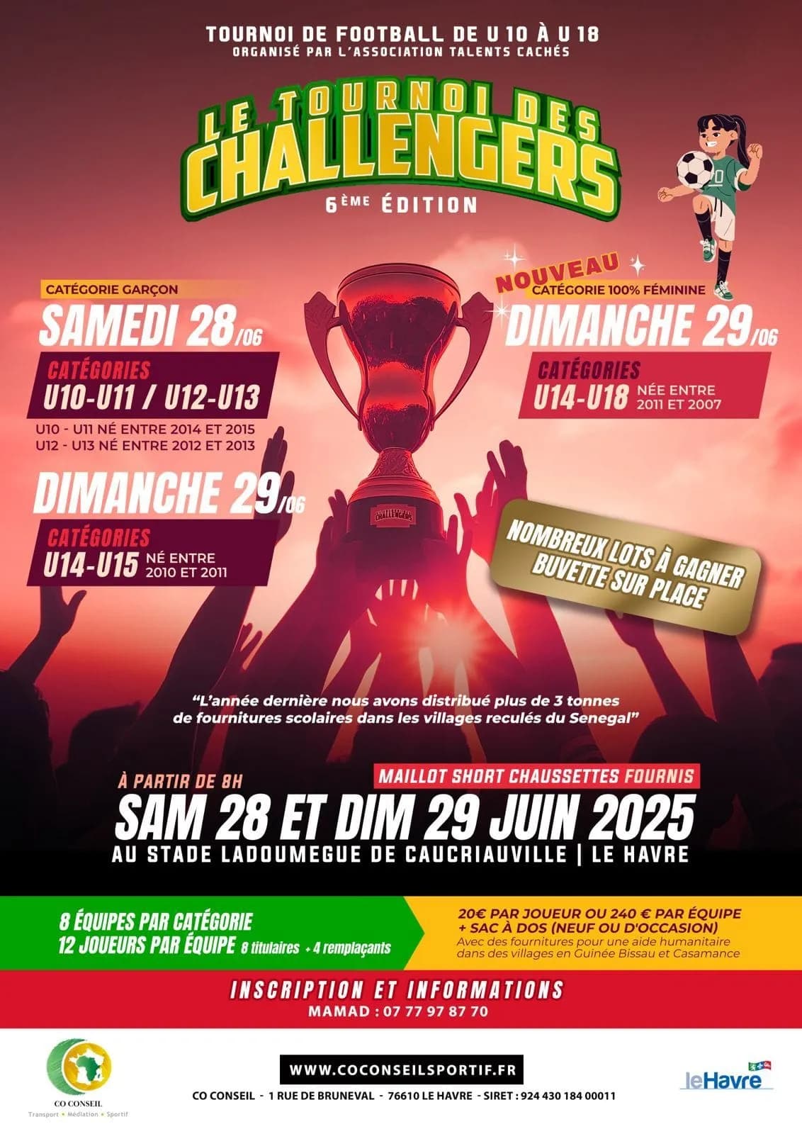 Affiche officielle de la 6e édition du Tournoi des Challengers, les 28 et 29 juin 2025